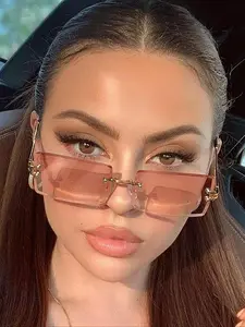 Women's Vintage Square Frame Sunglasses, Trendy Casual Tinted Lens Sunglasses for Everyday Use, Fashion Accessories for Outdoor Activities, Fashionable Sunglasses