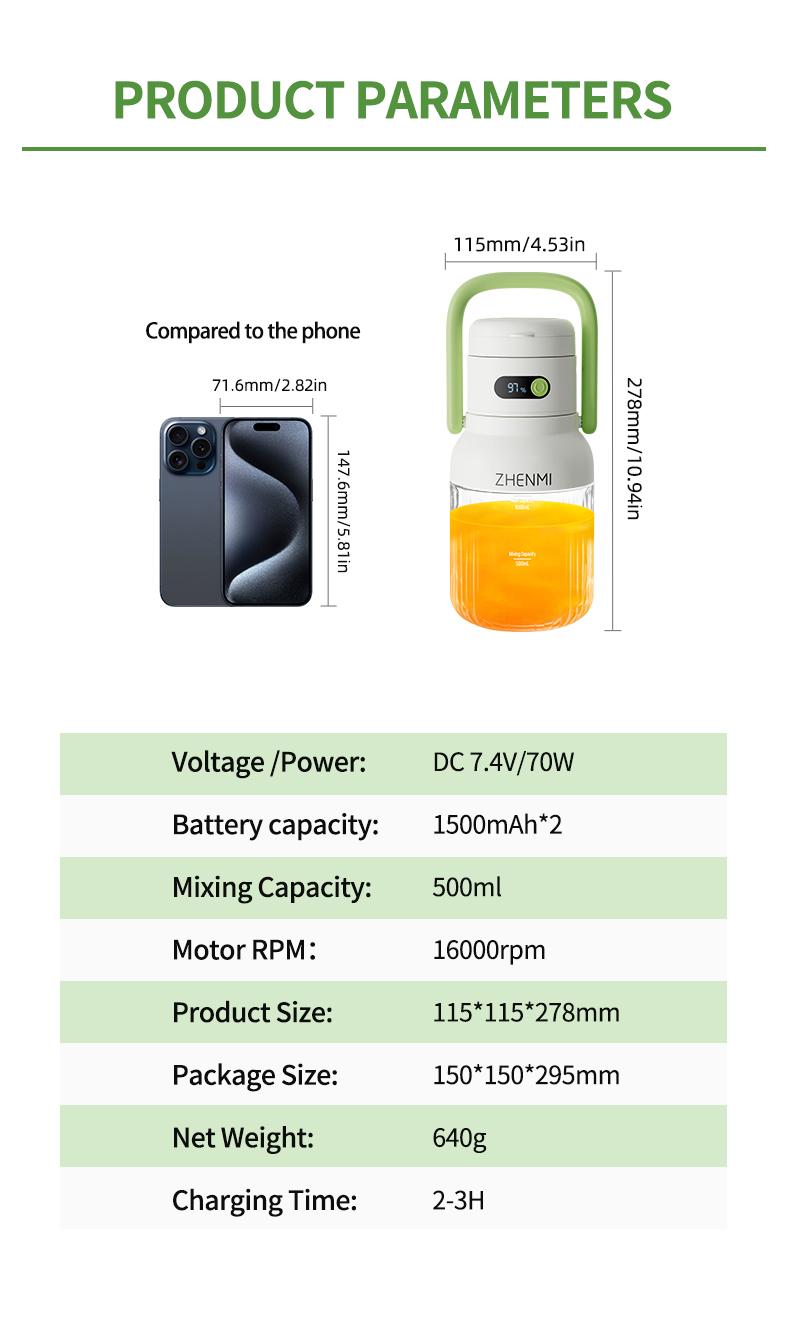 The Thoughtful Gift for Holidays & Birthday: ZHENMI Cordless Blender, 33oz BPA-Free, Perfect for Making Two-Serving Smoothies, Crushes Ice, USB Rechargeable – For a Fresh & Healthy Start as a Couple. Share Healthy Moments Together! outdoor