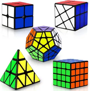 5 Pack Speed Magic Cubes, Magic Speed Cube Set 2x2 4x4 Fenghuolun Pyraminx Pyramid Megaminx Fenghuolun Puzzle Cube Toy for Children & Adults 8 Years & Up