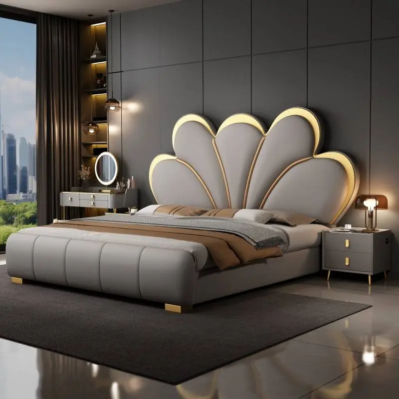 Large Luxury Velvet King Size Bed, Platform Bed Frame with Support Slats, No Boxspring Required