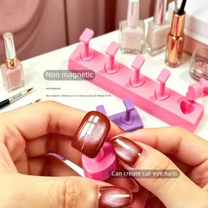 5pcs Nail Practice Display Stand Detachable Press on Nail Training Holder Plastic False Nail Polish Color Display Shelves Base