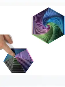1pc 3D Printed Hexagon Fidget Cup Mat - Durable Plastic, Geometric Pattern for Mindfulness & Meditation Relaxation,Hexagonal Fractal Fidget Hexagon Toy, Perfect for Desktop Decoration.