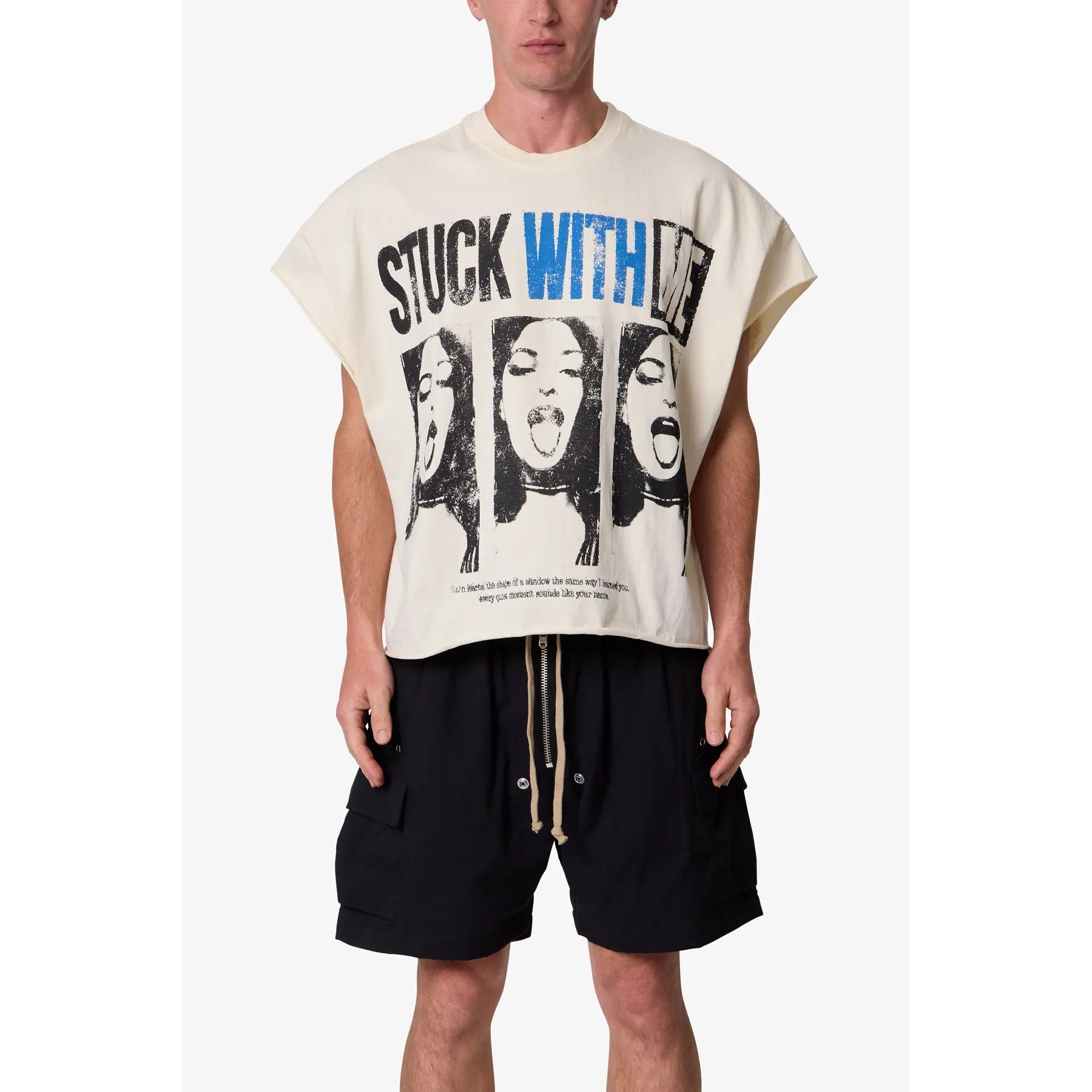 mnml Stuck With Me Cut Off Tee - Off White mnml Stuck With Me Cut Off Tee - Off White