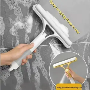 3-in-1 Rotatable Multi-Surface Glass Squeegee, Lightweight Polyester-Plastic Window Cleaning Tool with Spray Bottle, Easy-to-Use Household Home Care Supply