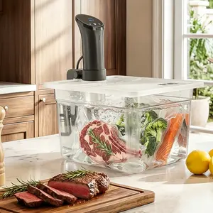 EVERIE 12QT Sous Vide Container with Collapsible Hinged Lid - Compatible with Most Anova Cookers Diameter Less than 62mm (EVC-NANO),Less Evaporation Meal Cooking & Reheating