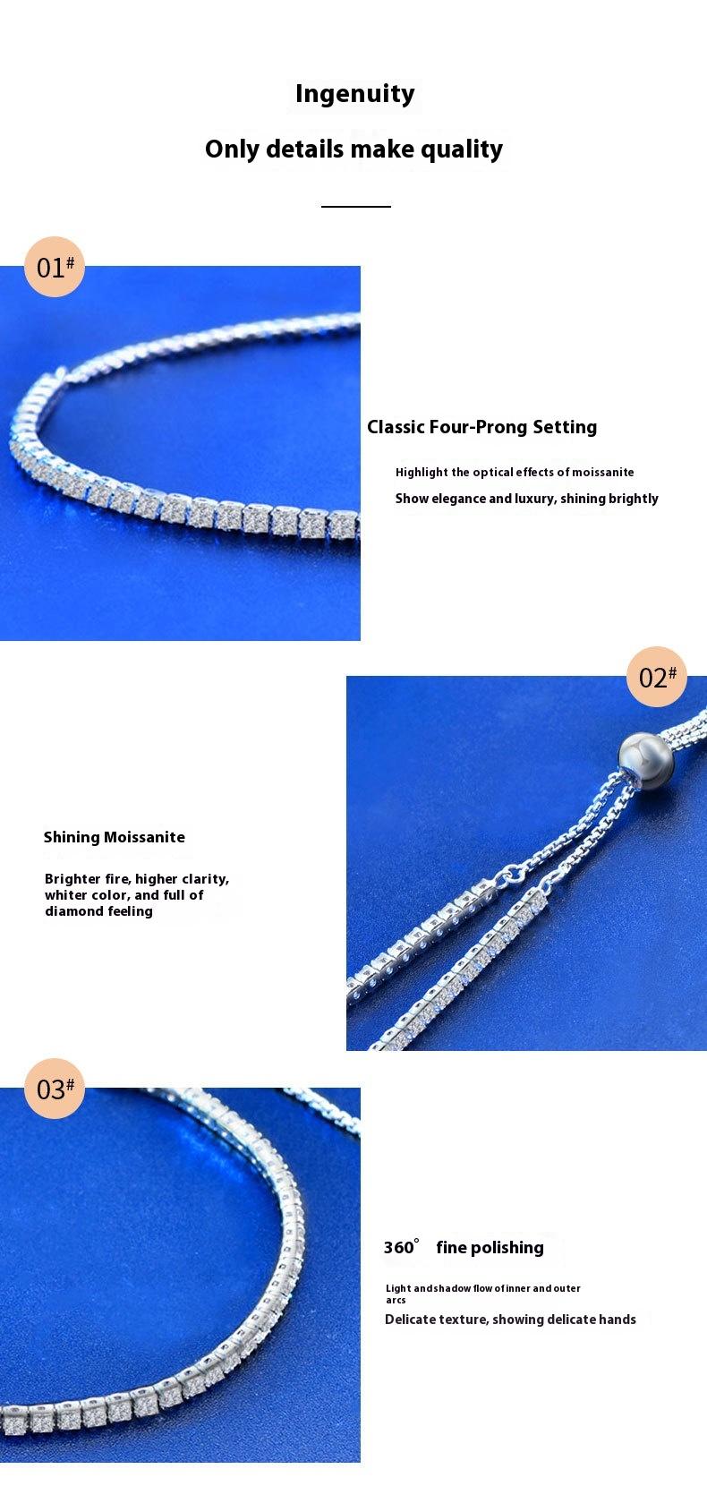 VVS1 Moissanite 925 Sterling Silver Bracelet