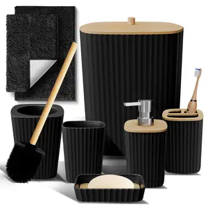 Hearth & Harbor Bathroom Accessories Complete Set And Bath Rugs – Durable, Fine Ribbed Design for a Coordinated Bath Look, Easy to Clean, Rust-Resistant Hardware.