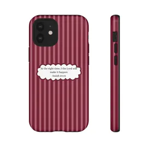 Isaiah 60:22 Scripture Phone Case | Striped Burgundy Christian Quote