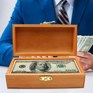 Wooden Lockable Single Row Currency Tray Cash Organizer Money Storage Box for Cash (Bronze)