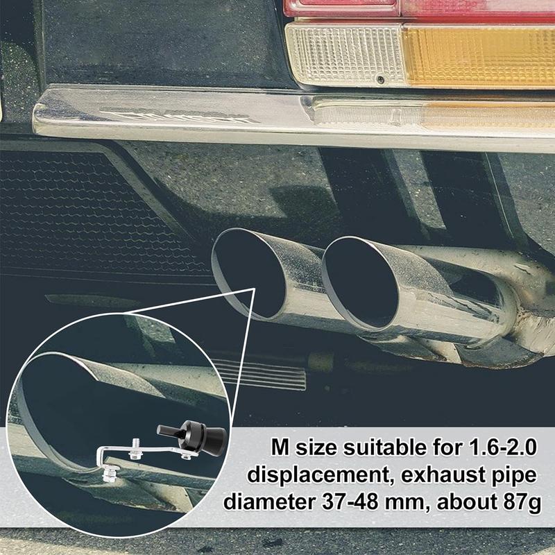 2pcs M Size Aluminum Alloy Universal Turbo Sound Exhaust Muffler Pipe Whistle Car Roar Maker Black