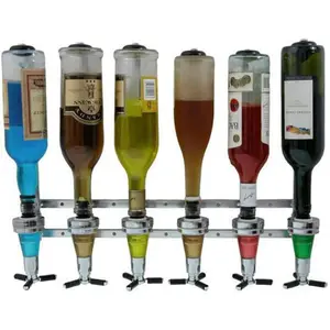 6 Bottle Wall Mounted Liquor Dispenser, 6-Bottle Liquor Dispenser, Wall Mounted Liquor Dispenser, Bar Butler Bracket Whiskey Drink Bottle Beer Station Liquor Drinking Dispenser for Home Bar Soda Maker Machine Ice Cube Maker Machine