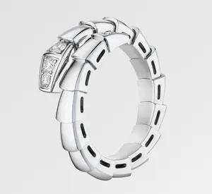 Pre-owned Bvlgari Serpenti Viper ring，white gold，head&tail pave size54 56，2025 full set
