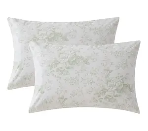 Laura Ashley Toile Delight Green Cotton King Pillowcase Set