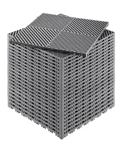 【Summervibes】VEVOR Interlocking Drainage Mat, 15.7” x 15.7” Modular Interlocking Cushion, 24 Pcs Splicing Drainage Mats, Non-Slip Gray PP Drainage Floor Tile and Shower Mat, for Garage, Garden, Kitchen & Outdoor