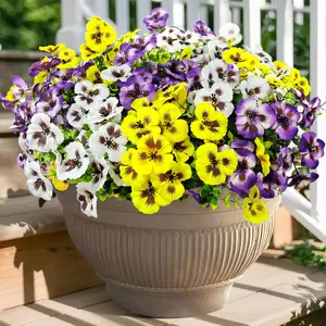 9 Bundles Artificial Pansy Decorative Flowers, Faux Silk UV Resistant, Outdoor Porch Balcony Patio Garden Home Decor, Durable & Vibrant