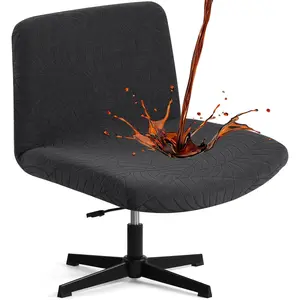 Criss Chair Cover, Waterproof, Stretchable,, Suited for Armless/Office/Desk/Mid Back Wide Seat/Computer/Task//Chair (Leaves -, Black)