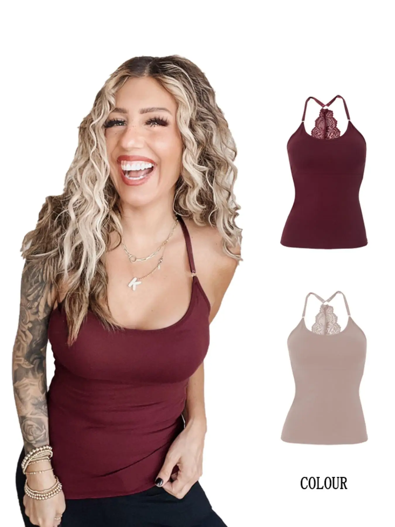 Women's Backless Cami Top, Fitted Casual Sleeveless Crop Spaghetti Strap Top for Daily Wear, Ladies Clothes for All Seasons, Cute Tops, Summer Tops, W
