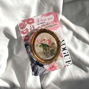 Vintage Gold Frame Phone Grip Magnetic, Antique Pink Rose Oil Painting Griptok Phone Stand, Coquette Romance Magazine Collage Phone Ring Holder, Fine Art Lover Gift