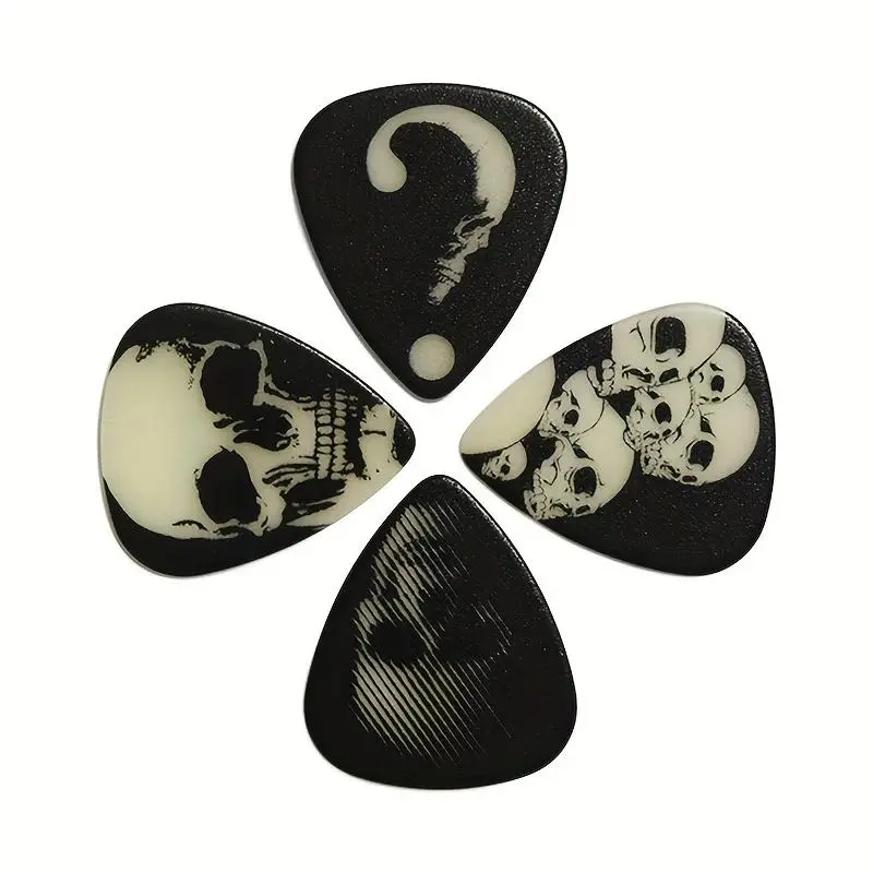 Skull Pattern Guitar Pick, 0.71mm Guitar Pick, Four Picks, Music Accessories for Guitar & Bass, Gift for Beginner, Guitar Practice, Guitar Learning Tools