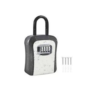 Wall-Mounted Aluminum Alloy Key Box with Hooks Ideal for Hallway Entrance & Closet Home Key Organizer Gray Version door