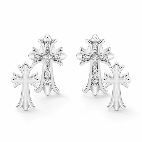 Women's 14K Gold Plated 18mm Double Cross Layer Stud Earrings - Christian Charm Earrings, Lightweight Y2K Gold Statement Earrings for Ear Piercings, Ideal for Brides & Bridesmaids, Birthday Gifts, Anniversary