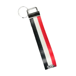 Yemen Flag - Personalized Name Nylon Key Fob - Custom Wristlet Keychain (Customize This by Adding Your Name In The Order Notes on the Checkout Page)