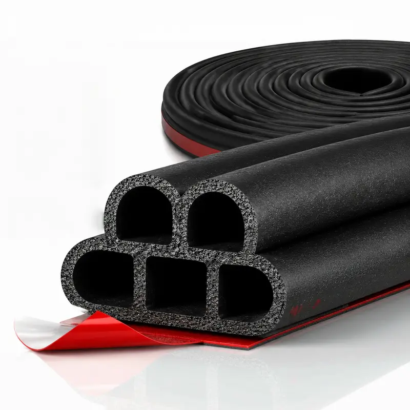 YXCY 52.5 Ft Front Car Door Protector Sealing Strip - Universal Self-Adhesive 5-Hole Double Layer Flexible Rubber, Easy Installation, Ageing Resistance, Soundproof for Cars Accessories, Windows Interior Molding