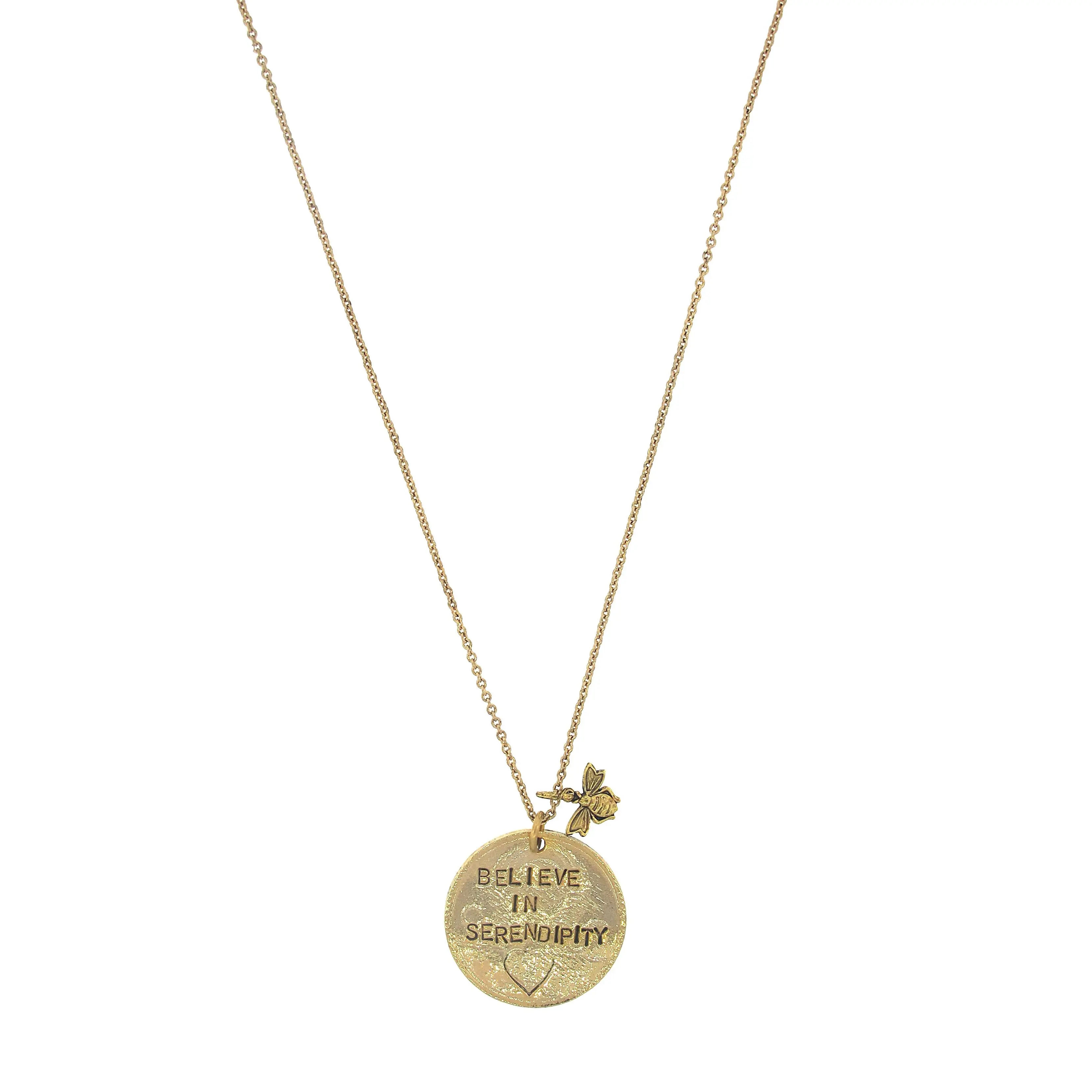 Believe In Serendipity Hand Stamped Charm Necklace