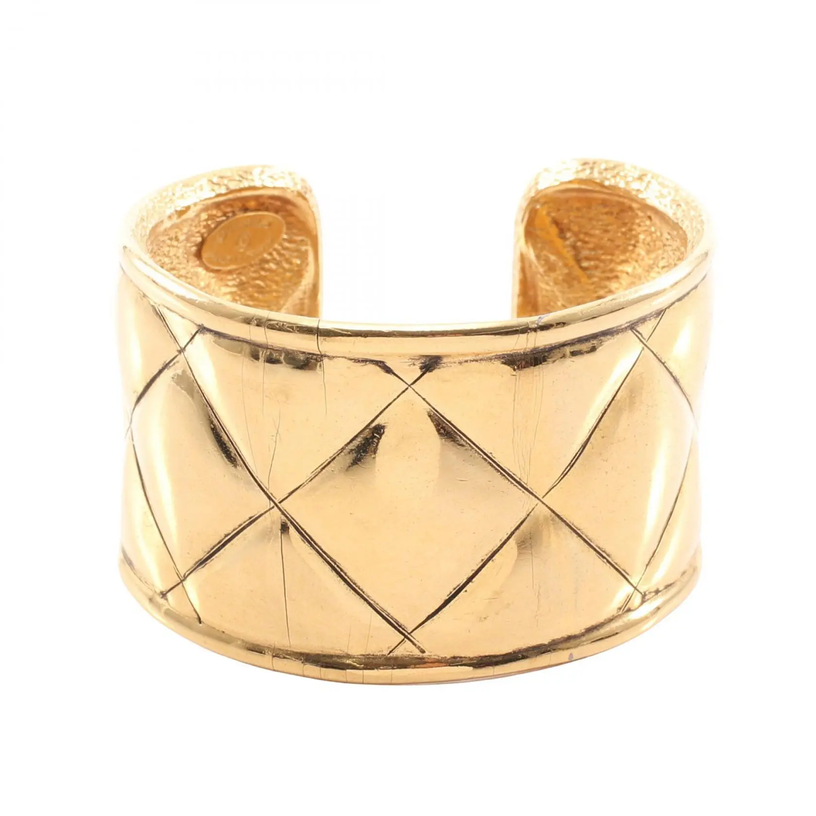 Pre-owned CHANEL Gold-plated Small Leather Goods Matelasse Bangle