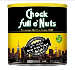 Chock Full o' Nuts New York Roast Dark Ground Coffee - Premium Beans in 30.5 Oz Recyclable Steel Can, Rich Flavor & Aroma, Ideal for Drip, Pour-Over