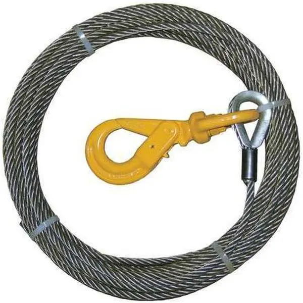 BA Products 3/8"x 75' Steel Core Winch Cable w/ Self-Locking Swivel Hook