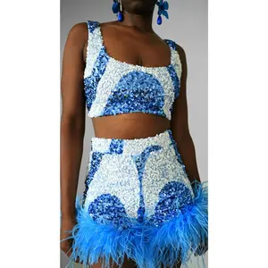 Blueberry Swirl Sequin Crop Top