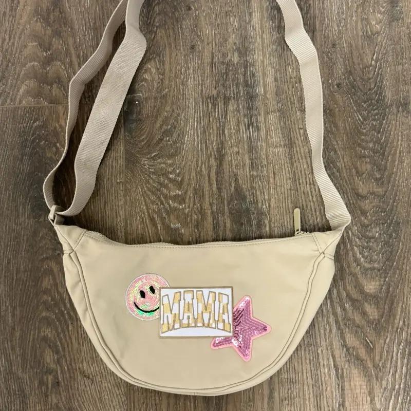 Custom crossbody bag with patches