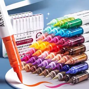 Acrylic Paint Markers Paint Pens, Soft Brush Tip,Automatic Ink Control System Acrylic Markers, Fast Drying & No-Bleed Ink,for Rock Painting, Wood, Stone, Fabrics, DIY Craft, Art Markers Pen
