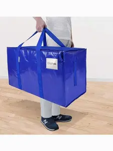 Durable Blue Black Waterproof Storage Bag - Ideal for Moving, Traveling, Camping & Gardening