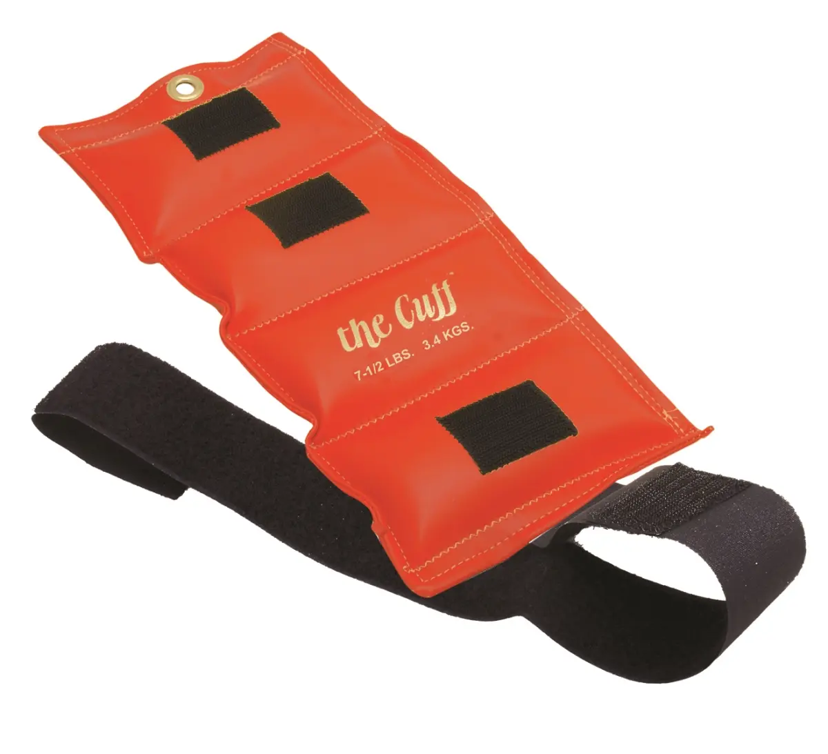 The Cuff Deluxe 7.5 lbs Ankle & Wrist Weight Equipment, Orange, with Extra-Long Secure-Fit Loop Strap, Hanging Grommets, Extra Hooks, Double-Stitching, Prevents Dangling