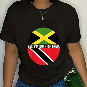 100% Cotton Jamaica Flag I'm Both Of Them Trinidad And Tobago T-Shirt