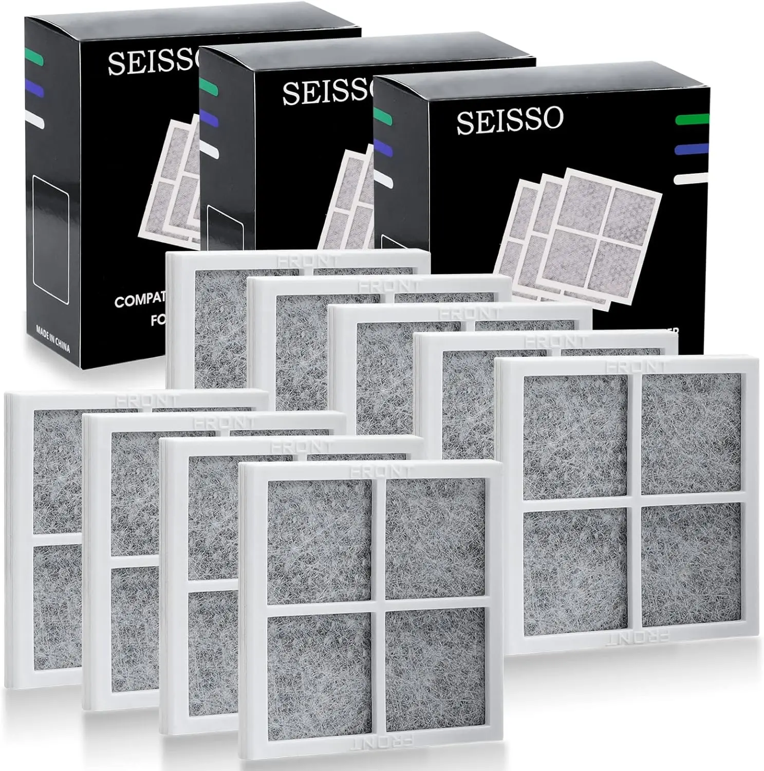 SEISSO LT120F Fresh Refrigerator Air Filter Replacement for LG, Compatible with Kenmore - Freshen up Refrigerator Air, Absorb Odors - 9 Packs