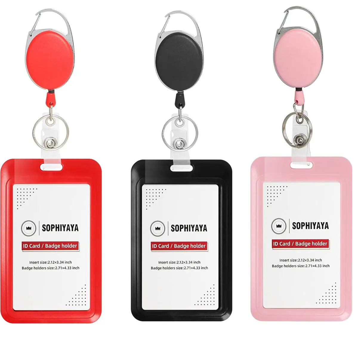 ID Badge Holder Set, 1 Count Retractable Badge Reel with 1 Count Card Holder, Identification Badges & Supplies for Office School, Retractable Badge Holders
