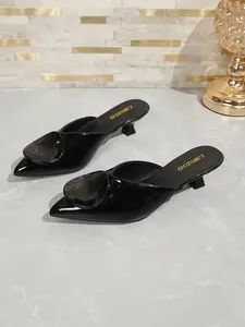 Elegant Pointed Toe Low Heel Half Slipper Sandals, Lightweight Comfortable Women's Shoes for Daily Wear & Office Style Footwear Pointed Toe Mules