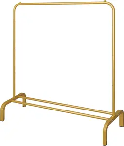 Metal 43.3 Inches Garment Rack with Bottom Shelf Clothing Rack for Hanging Clothes Coats Skirts Shirts Sweaters Gold