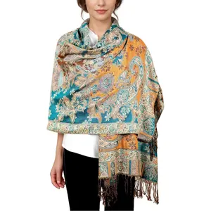 Elegant Paisley Floral Pashmina Shawl and Wrap  Boho Rave Scarf for Festival, Travel & Everyday Wear