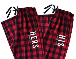 Premium Couple Christmas Pajamas Set, His & Hers Matching Buffalo Plaid Pants, Cozy Mr & Mrs Sleepwear with Pockets, Holiday Loungewear