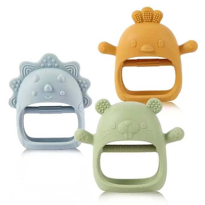 BPA Free Baby Chewing Toys, Baby Teethers 3-6 Months, Easy-to-Grasp Shapes with Soft Texture for Sensory Exploration and Itching Relief During Teethin