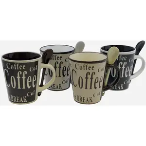 Gibson  Mr. Coffee Bareggio Coffee with Spoon Set, 4 Designs - 8 Piece