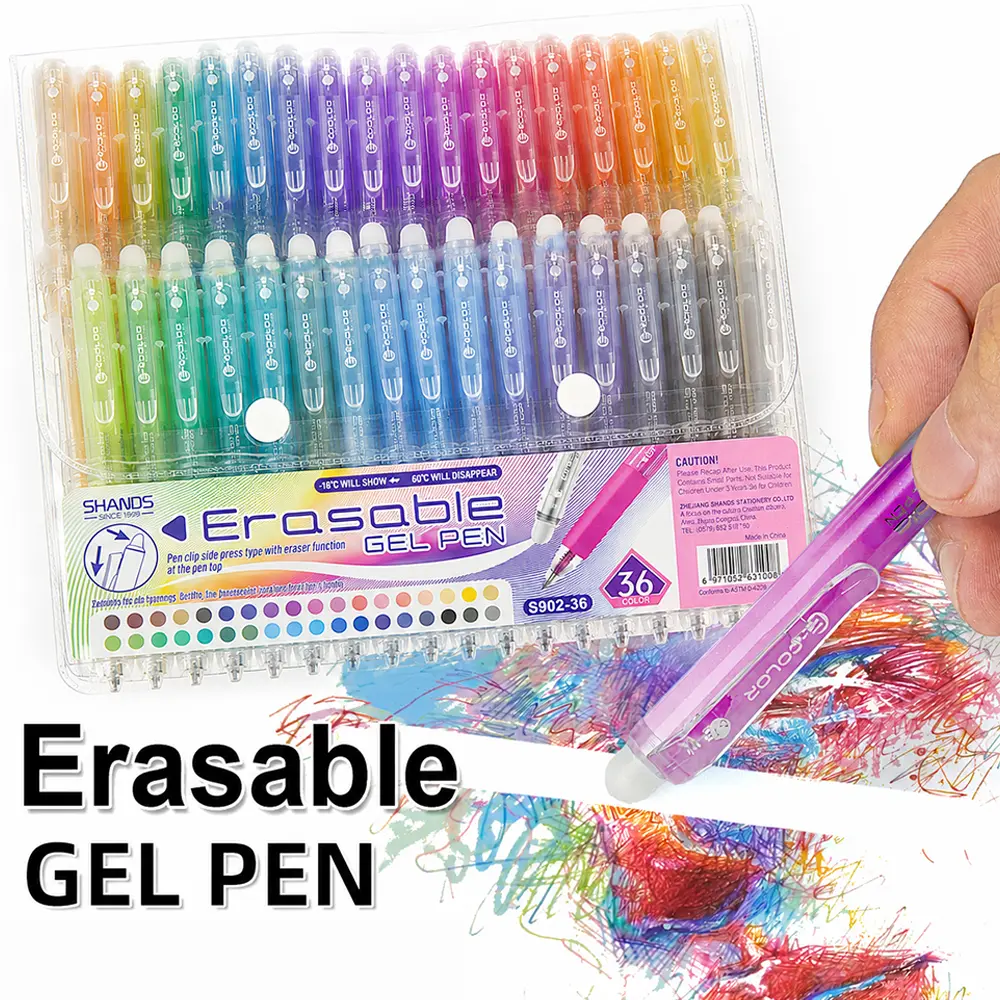 ENMY 36-Color Erasable Gel Pens, 0.6mm Retractable Gel Ink Pens with Built-In Erasers and Ergonomic Hexagonal Grip, Smooth Writing Pens for Journaling, Drawing, Planners, School and Office, Gifts for Students, Teachers and Artists