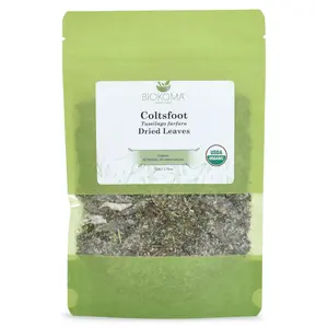 Biokoma Pure and Organic Coltsfoot Dried Leaves 50g (1.76oz) In Resealable Moisture Proof Pouch, USDA Certified Organic - Herbal Tea, No Additives, No Preservatives, No GMO, Kosher