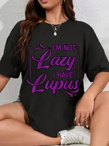 100% Cotton Lupus Awareness Shirt Auto Immune Disease Ribbon Lazy Gift T-Shirt