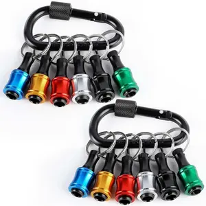 Dazone 2 Sets 1/4" Hex Shank Quick Release Keychain Screwdriver Drill Bit Holder Bit Aluminum