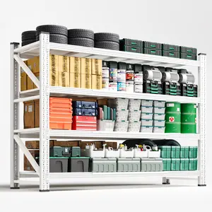 Letaya White Heavy Duty Storage Shelves 79" W 4 Tier Adjustable Metal Industrial Shelving for Shop Warehouse Basement